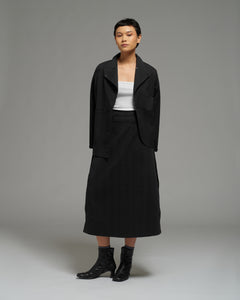 Unisex: Asymmetrical Blazer (Black Stripe)