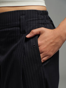 Unisex: Pleated Waist Pants (Pinstripe Navy)