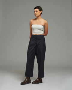 Unisex: Pleated Waist Pants (Pinstripe Navy)
