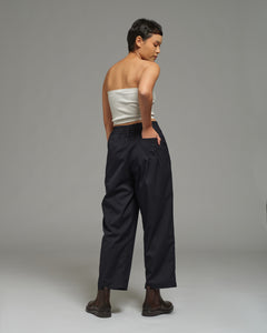 Unisex: Pleated Waist Pants (Pinstripe Navy)