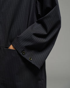 Unisex: The Overcoat (Pinstripe Navy)
