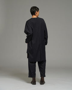 Unisex: The Overcoat (Pinstripe Navy)