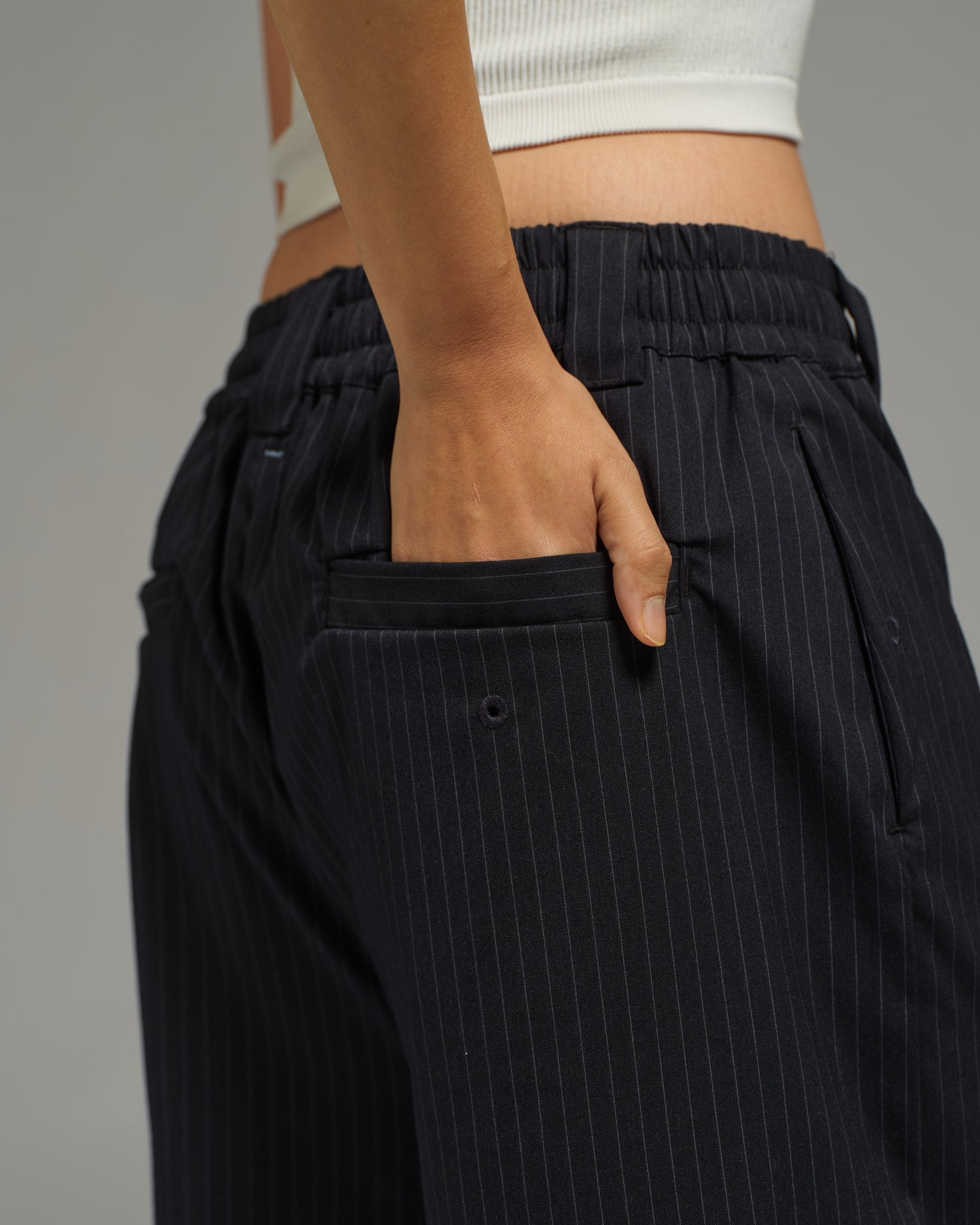 Unisex: Office Short Pants (Pinstripe Navy)