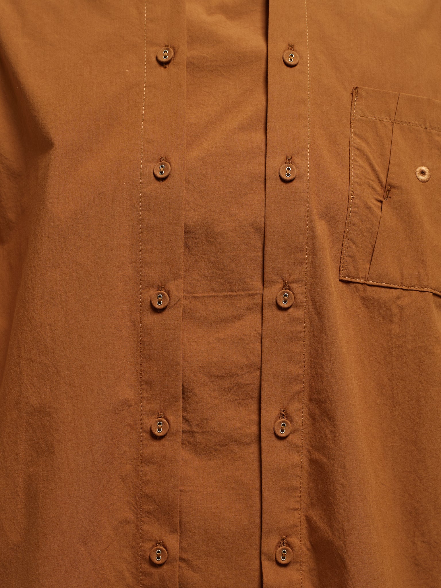 Unisex: Panelled Placket Shirt (Dark Brown)