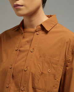 Unisex: Panelled Placket Shirt (Dark Brown)