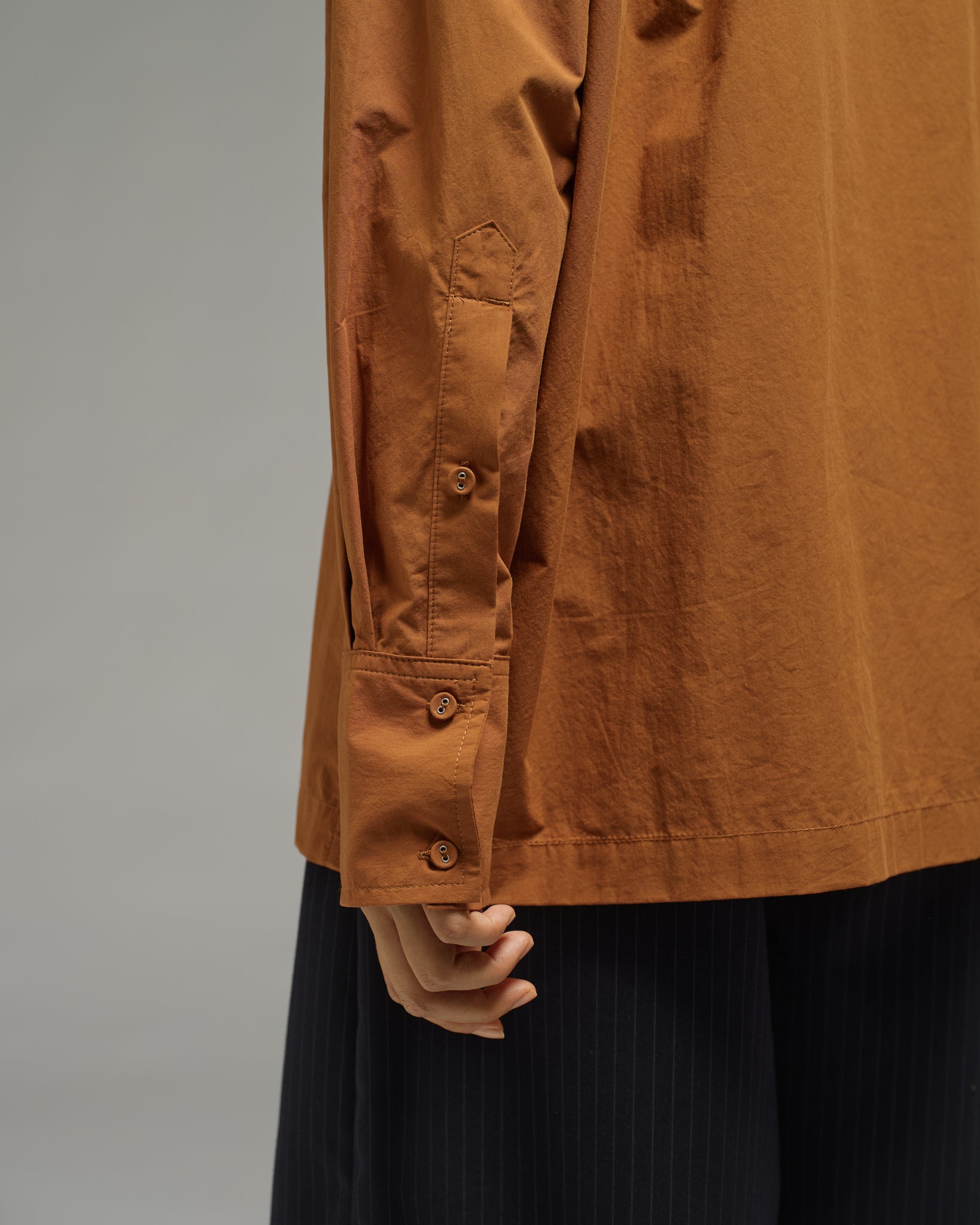 Unisex: Panelled Placket Shirt (Dark Brown)
