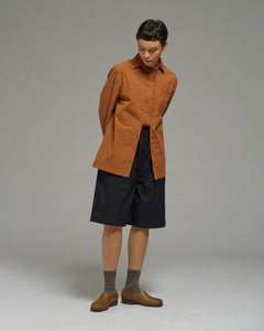 Unisex: Panelled Placket Shirt (Dark Brown)