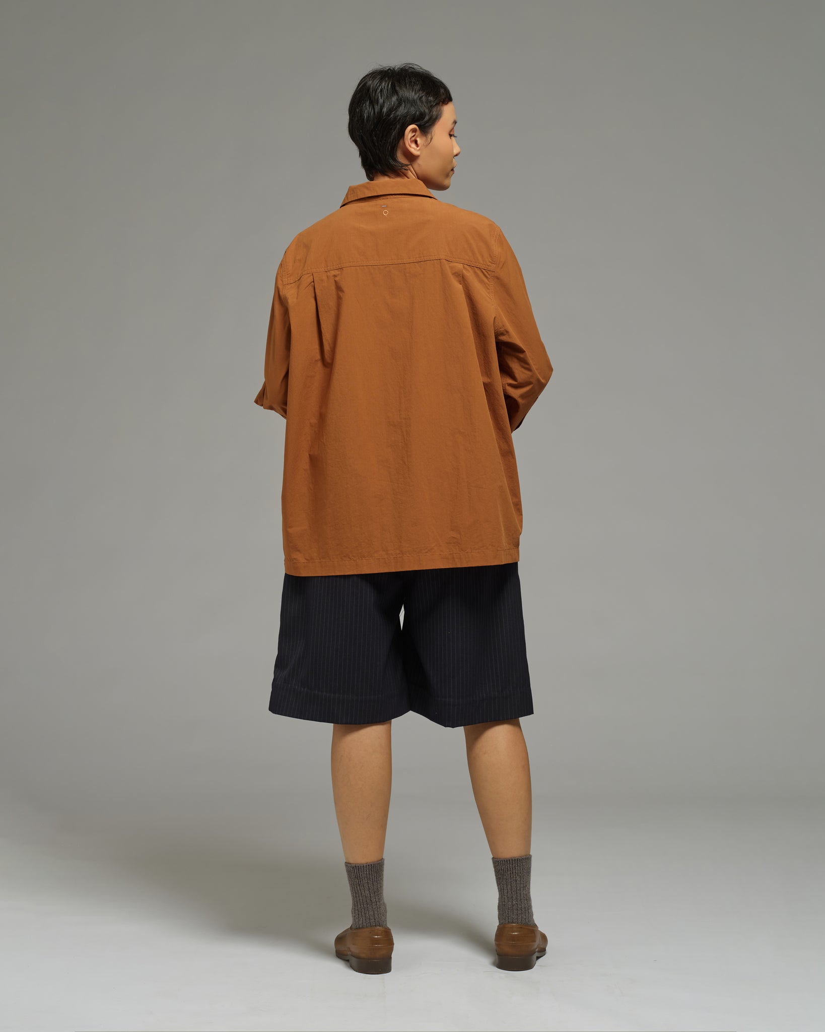 Unisex: Panelled Placket Shirt (Dark Brown)