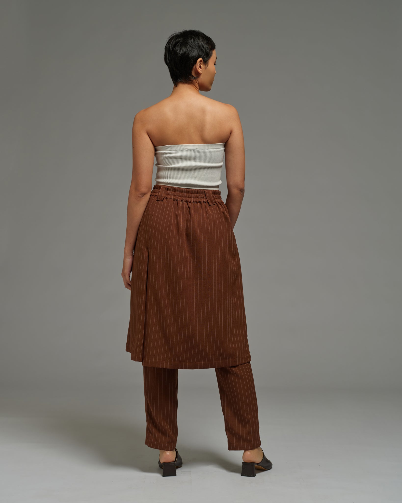 Unisex: Skirt Pants (Brown Stripe)