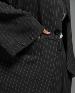 Unisex: Asymmetrical Blazer (Pinstripe Dark Blue)