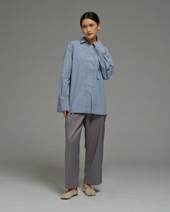 Unisex: Panelled Placket Shirt (Chambray Blue)