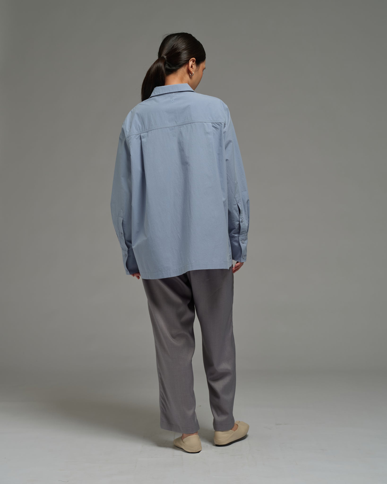 Unisex: Panelled Placket Shirt (Chambray Blue)