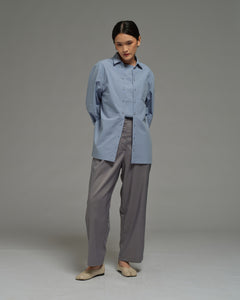 Unisex: Panelled Placket Shirt (Chambray Blue)