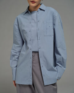 Unisex: Panelled Placket Shirt (Chambray Blue)