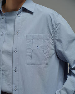 Unisex: Panelled Placket Shirt (Chambray Blue)