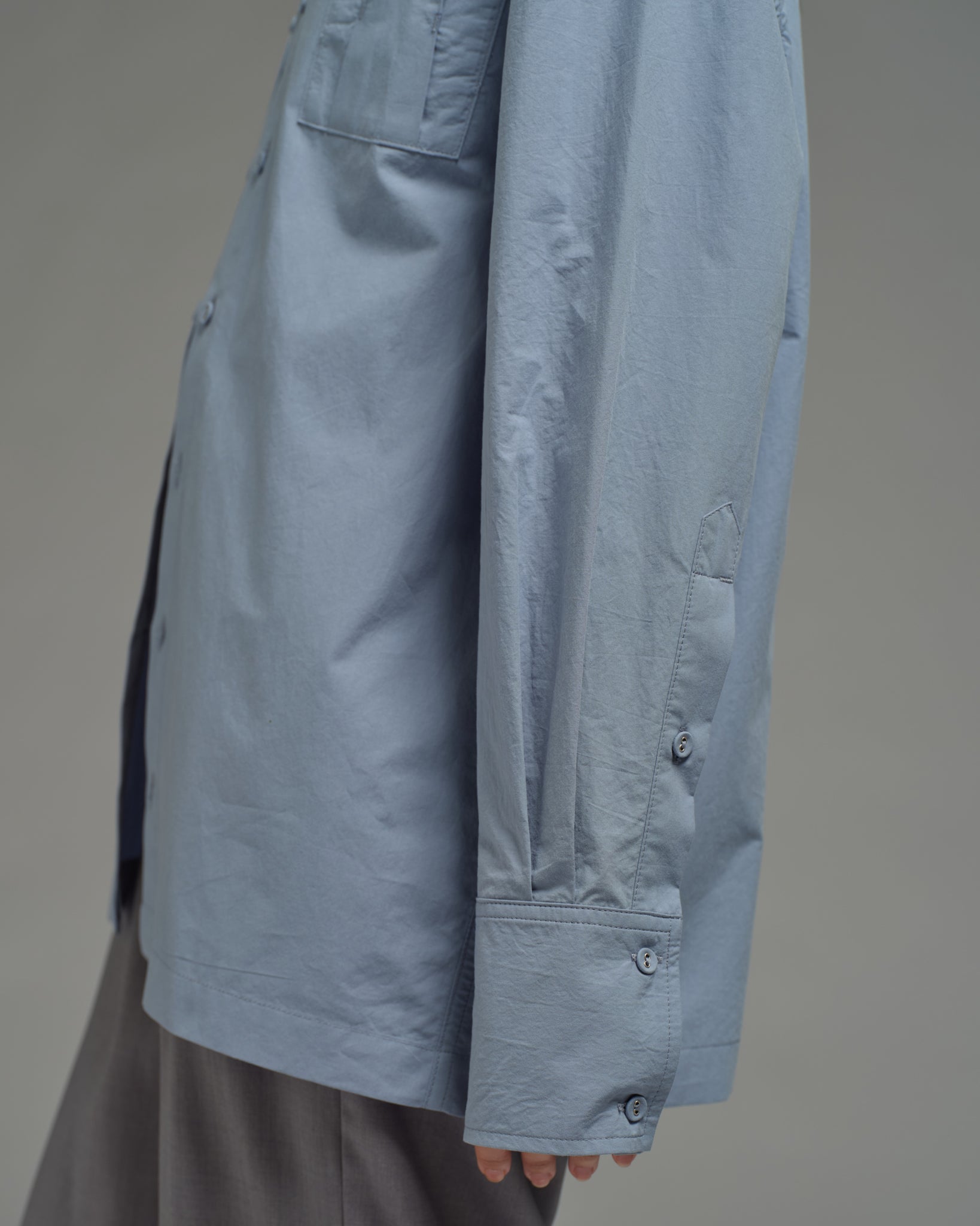 Unisex: Panelled Placket Shirt (Chambray Blue)