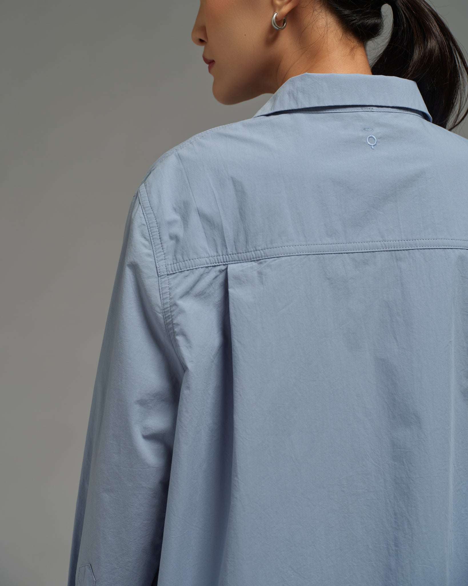 Unisex: Panelled Placket Shirt (Chambray Blue)