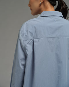 Unisex: Panelled Placket Shirt (Chambray Blue)