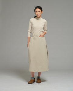 Women: Side Pleated Skirt (Beige)