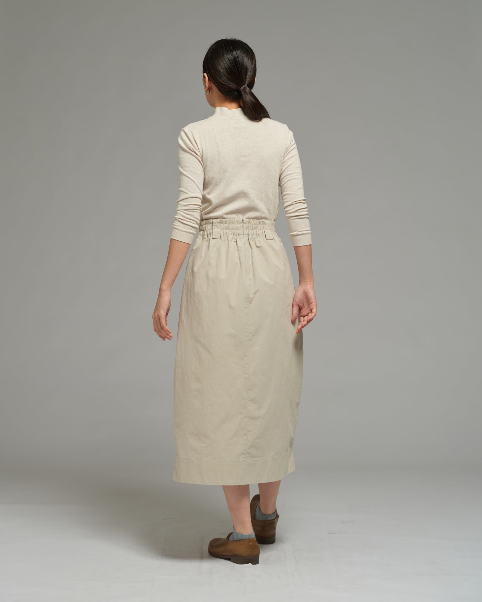 Women: Side Pleated Skirt (Beige)