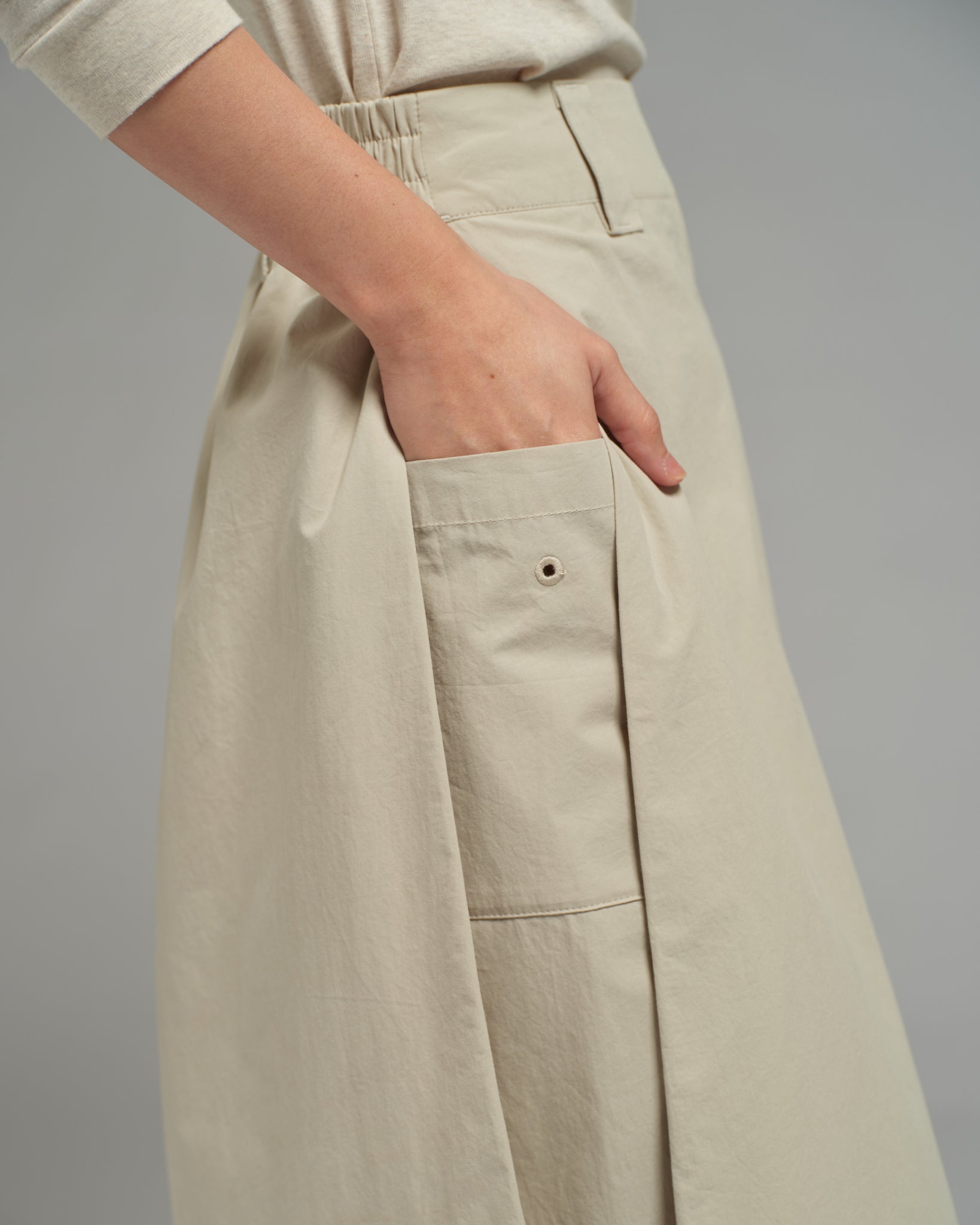 Women: Side Pleated Skirt (Beige)