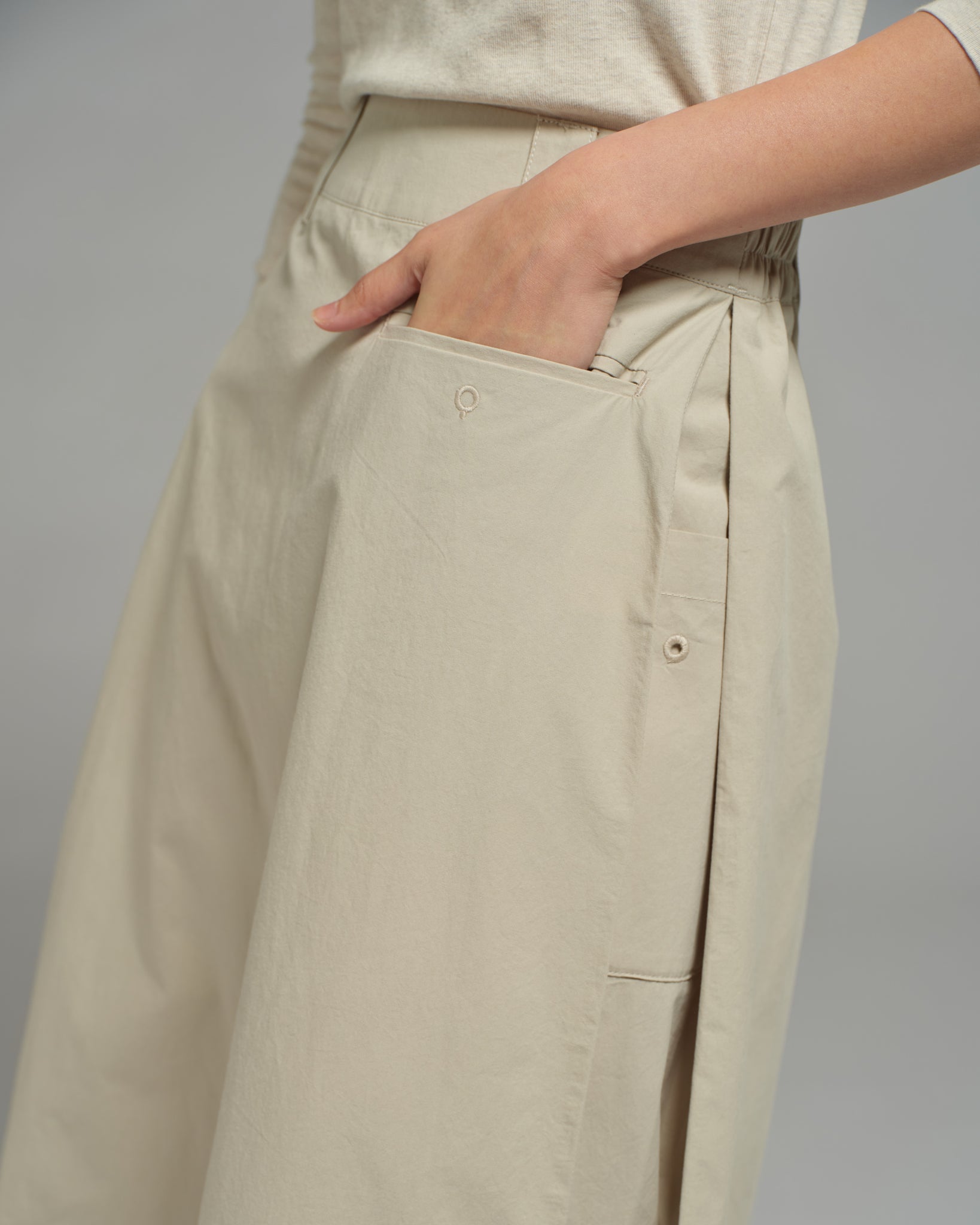 Women: Side Pleated Skirt (Beige)