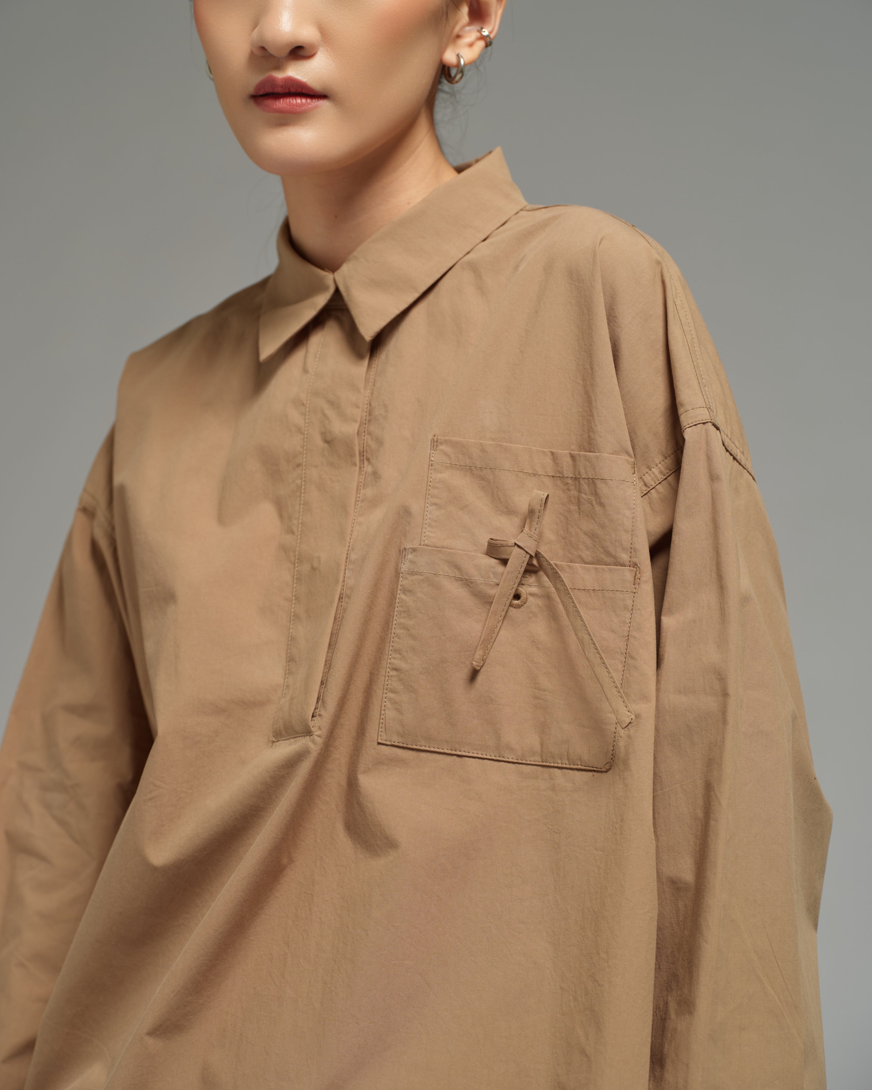 Unisex: Collared Shirt (Brown)
