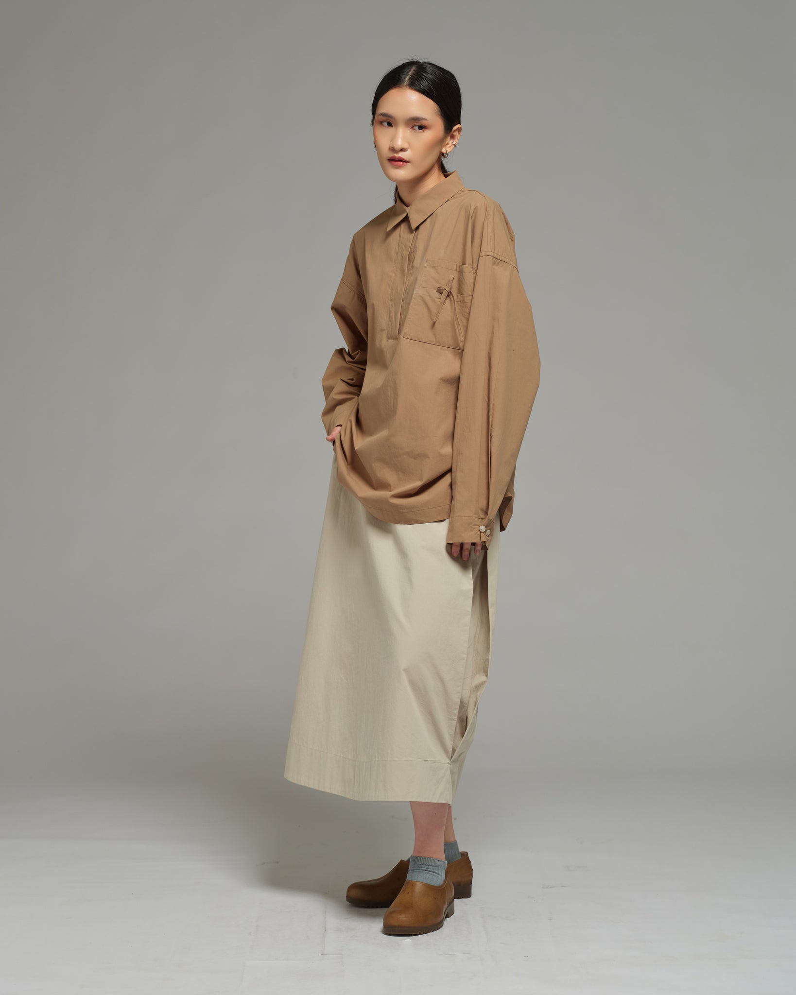 Unisex: Collared Shirt (Brown)