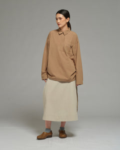 Women: Side Pleated Skirt (Beige)