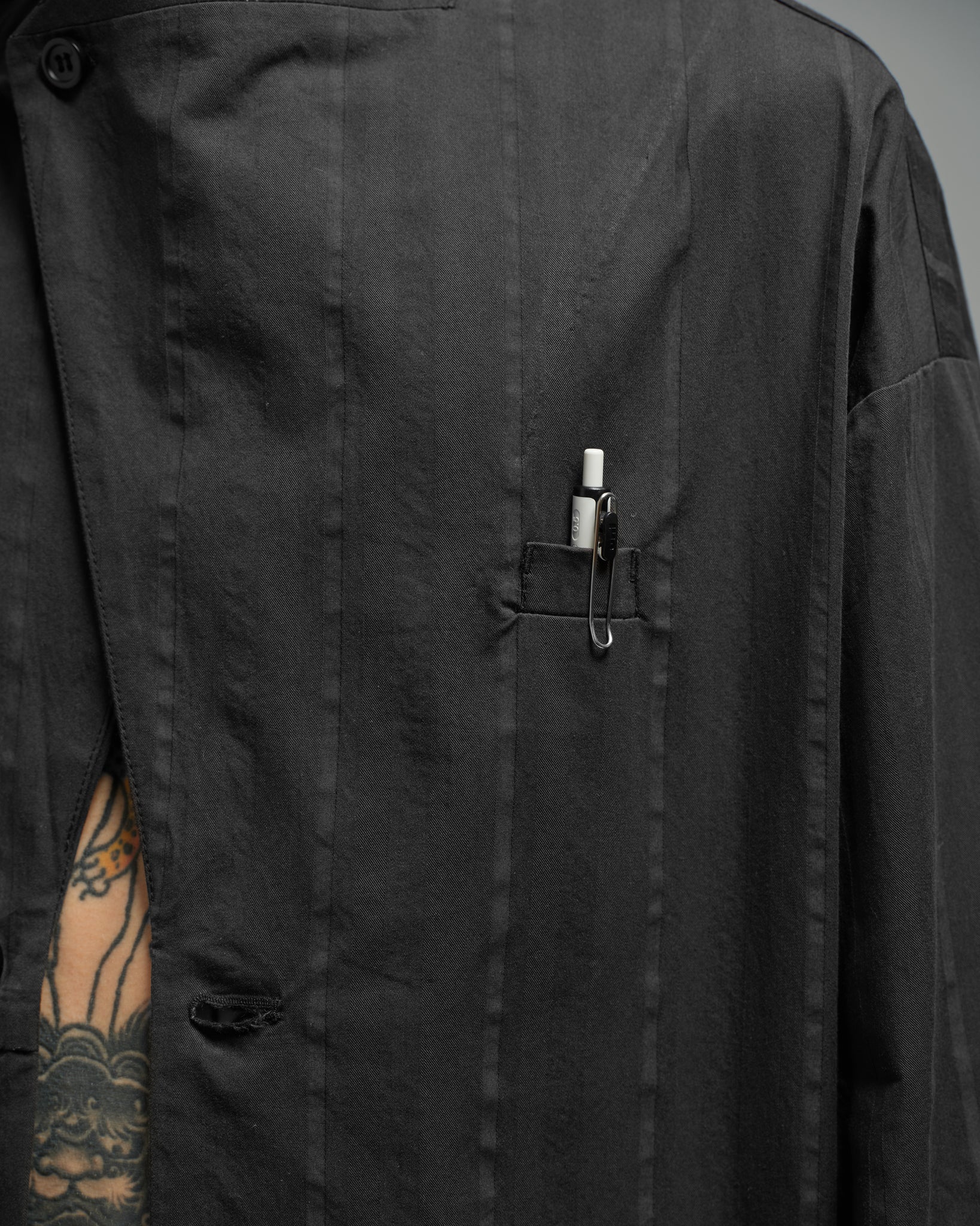 Unisex: Asymmetrical Blazer (Black Stripe)