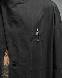 Unisex: Asymmetrical Blazer (Black Stripe)