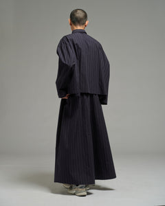 Unisex: Asymmetrical Shirt (Pinstripe Dark Blue)