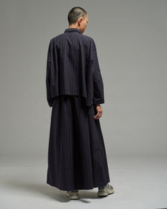 Unisex: Asymmetrical Shirt (Pinstripe Dark Blue)