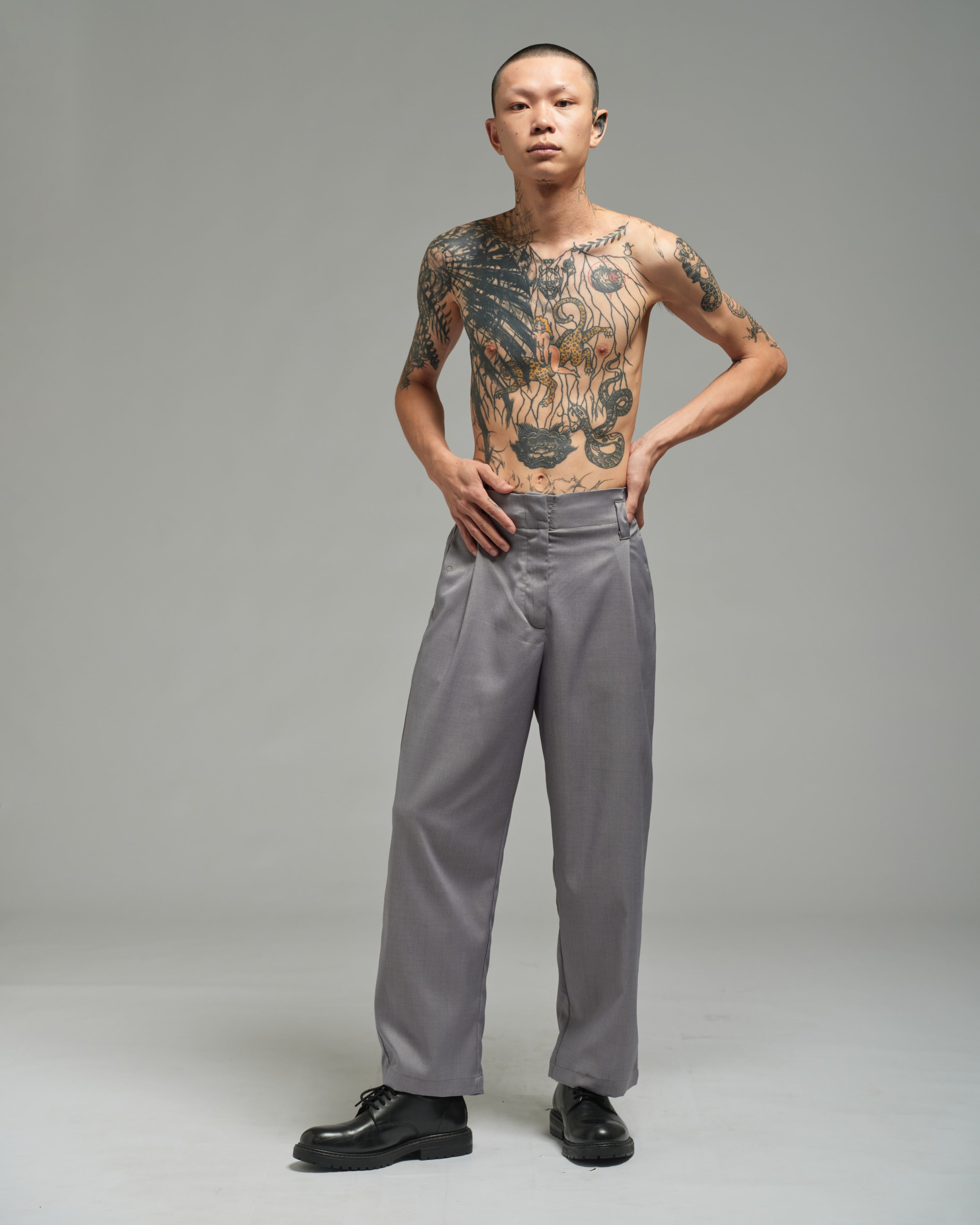 Unisex: Pleated Waist Pants (Grey)