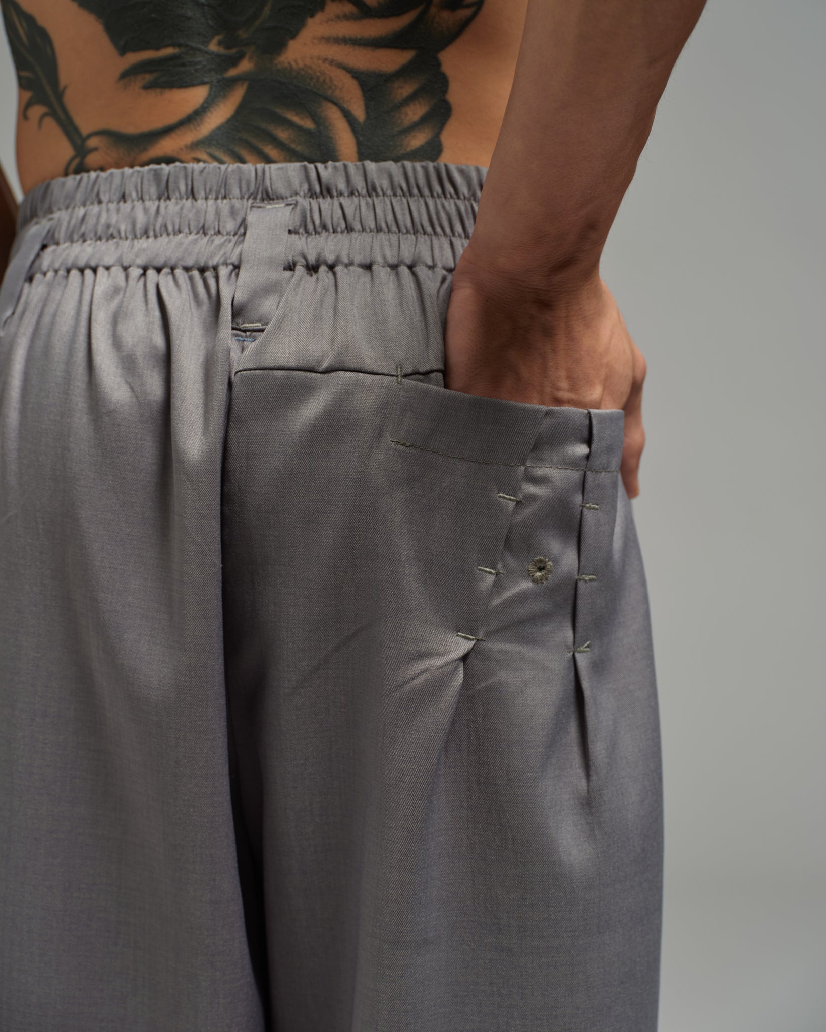 Unisex: Pleated Waist Pants (Grey)