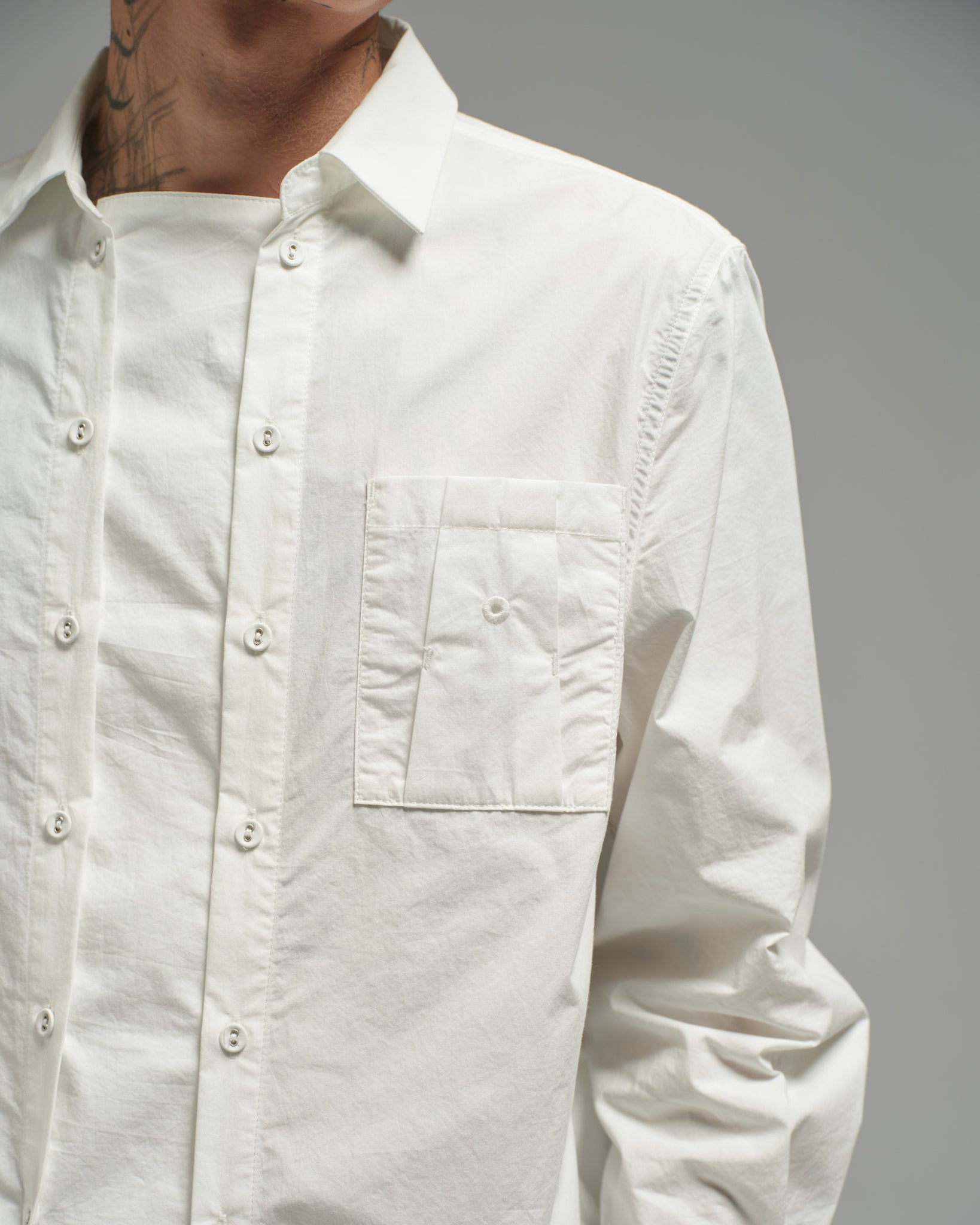 Unisex: Panelled Placket Shirt (Off White)