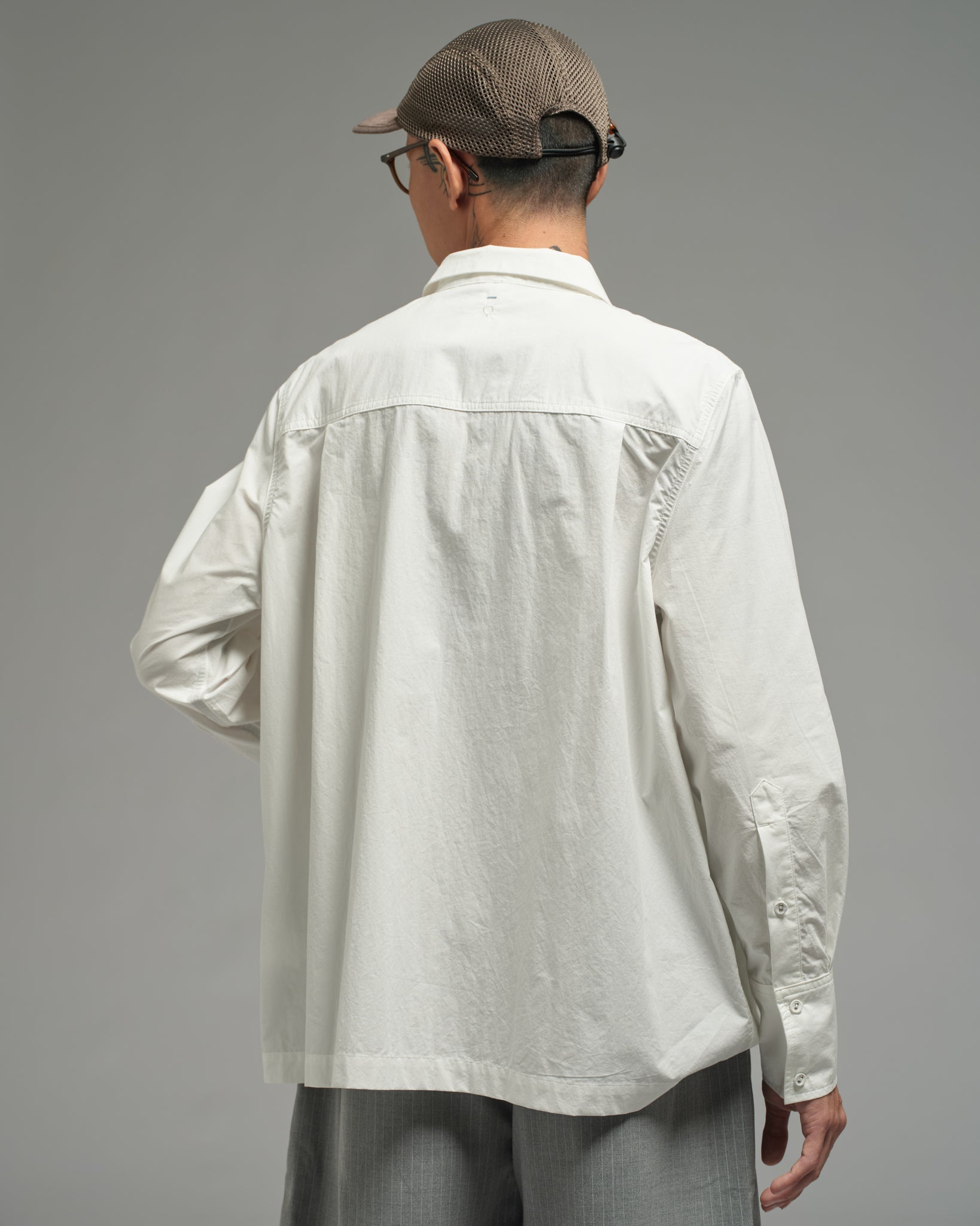 Unisex: Panelled Placket Shirt (Off White)