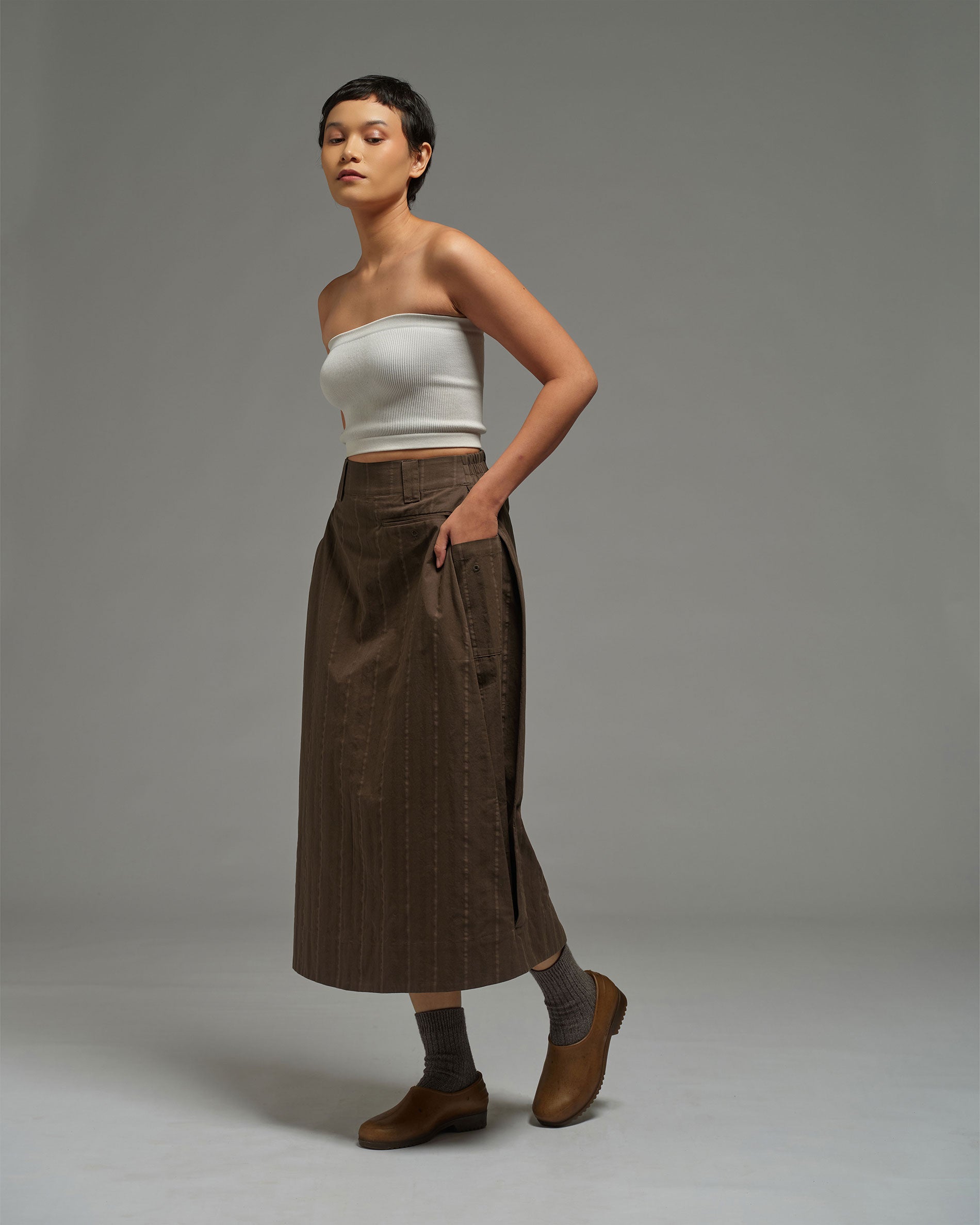 Women: Side Pleated Skirt (Olive)