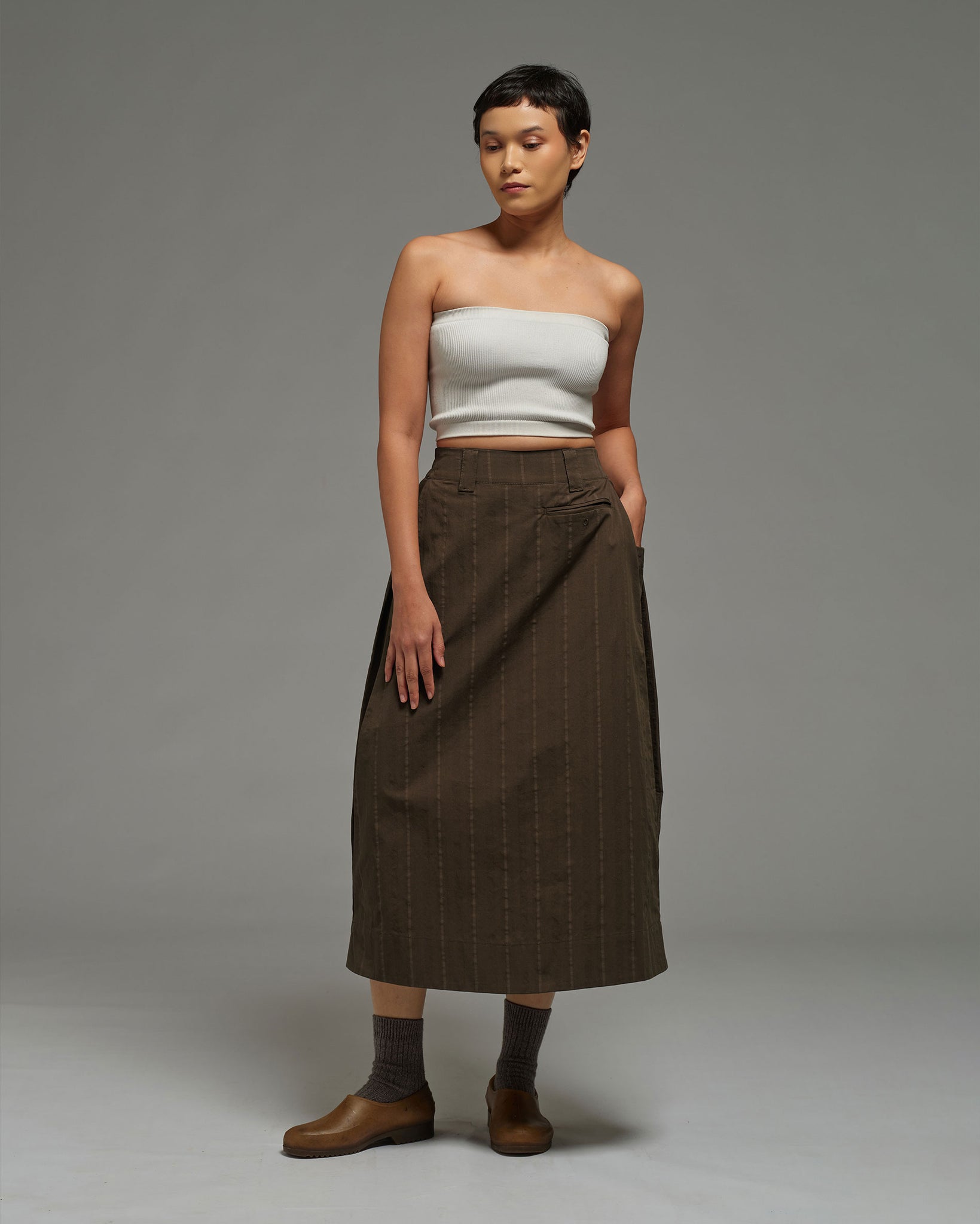 Women: Side Pleated Skirt (Olive)