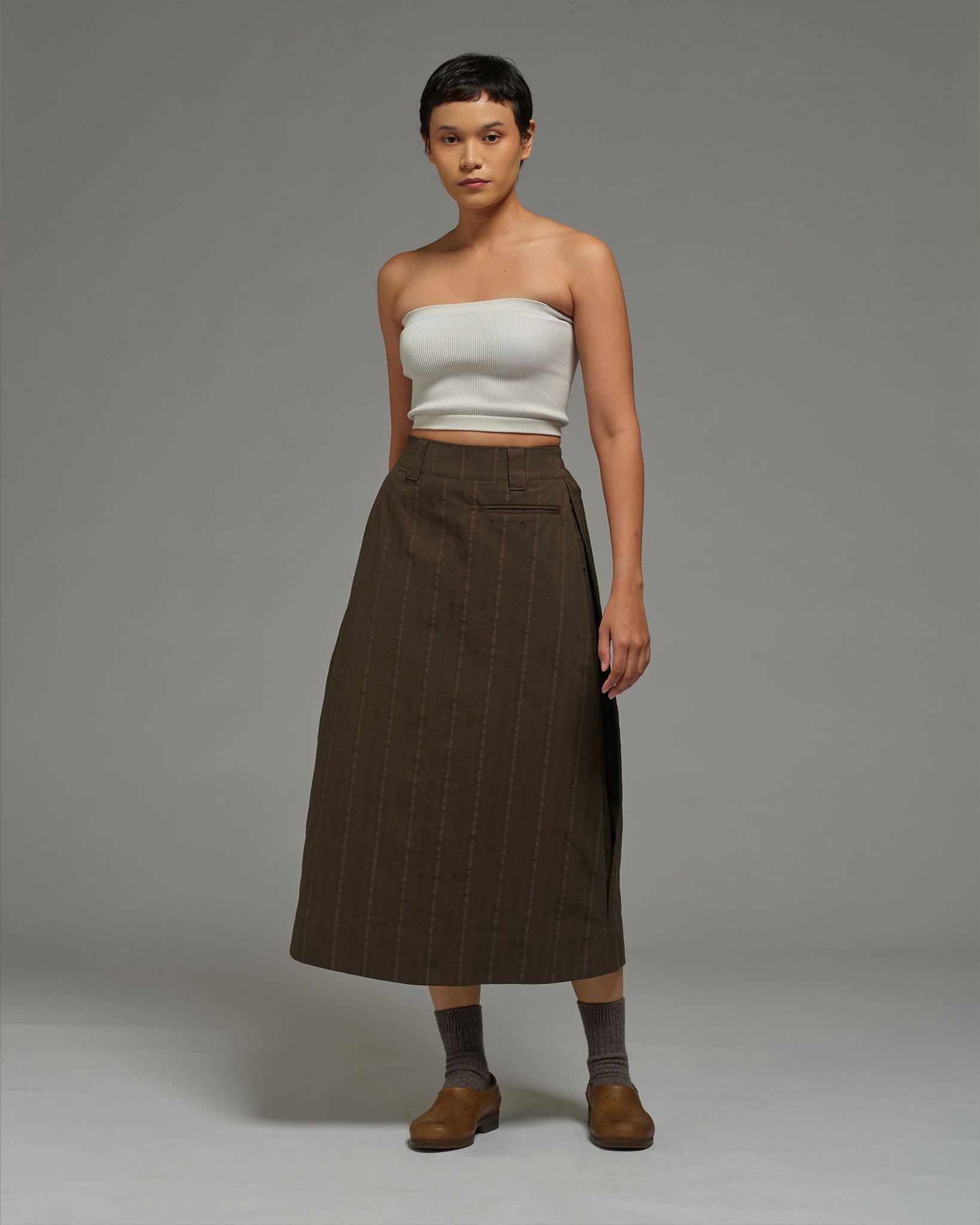 Women: Side Pleated Skirt (Olive)