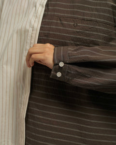 Unisex: Asymmetrical Shirt (Brown Stripe)