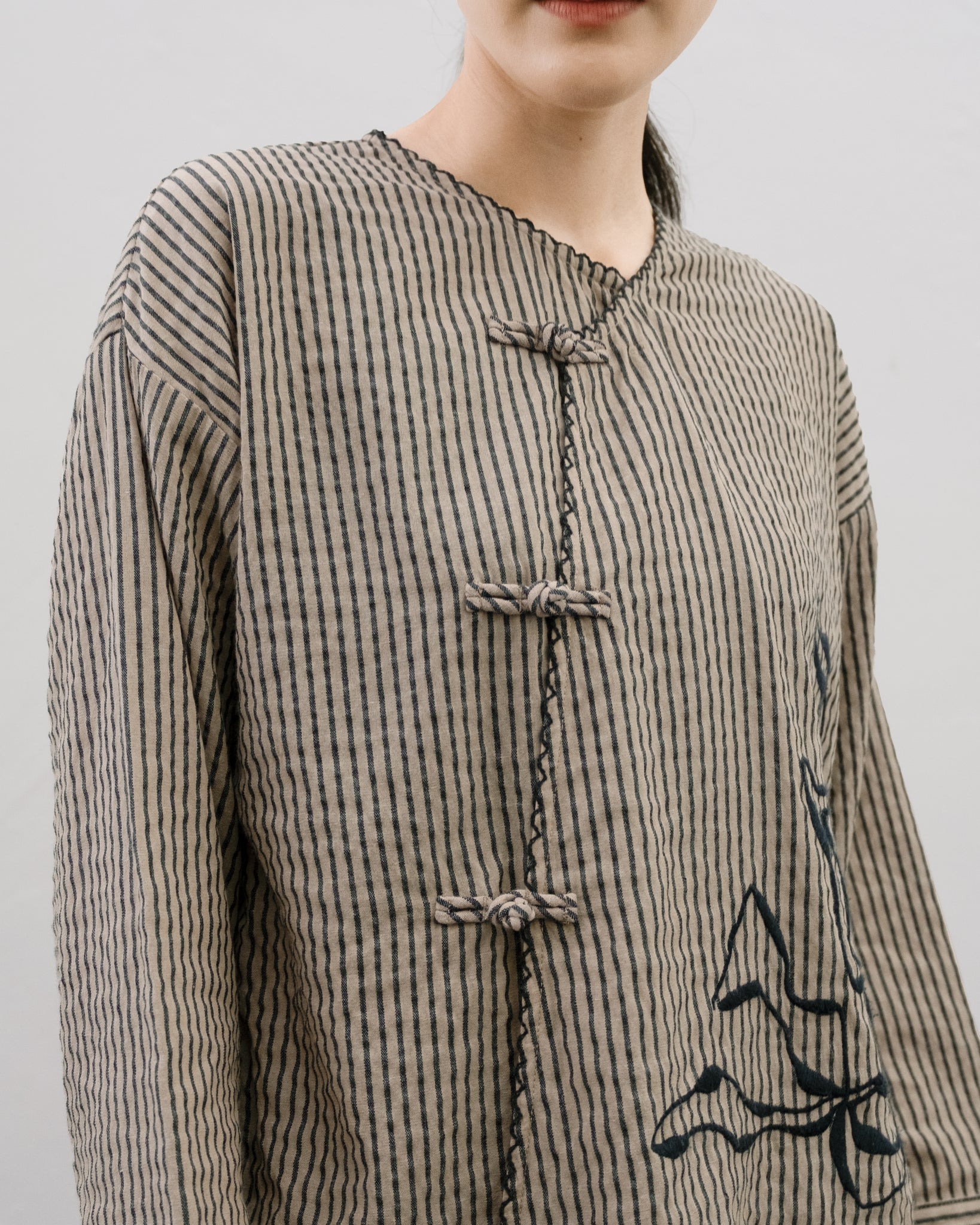 Women: Tiān Kebaya Top (Blue Stripe)