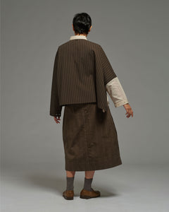 Unisex: Asymmetrical Shirt (Brown Stripe)