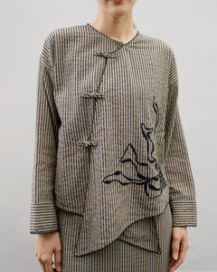 Women: Tiān Kebaya Top (Blue Stripe)