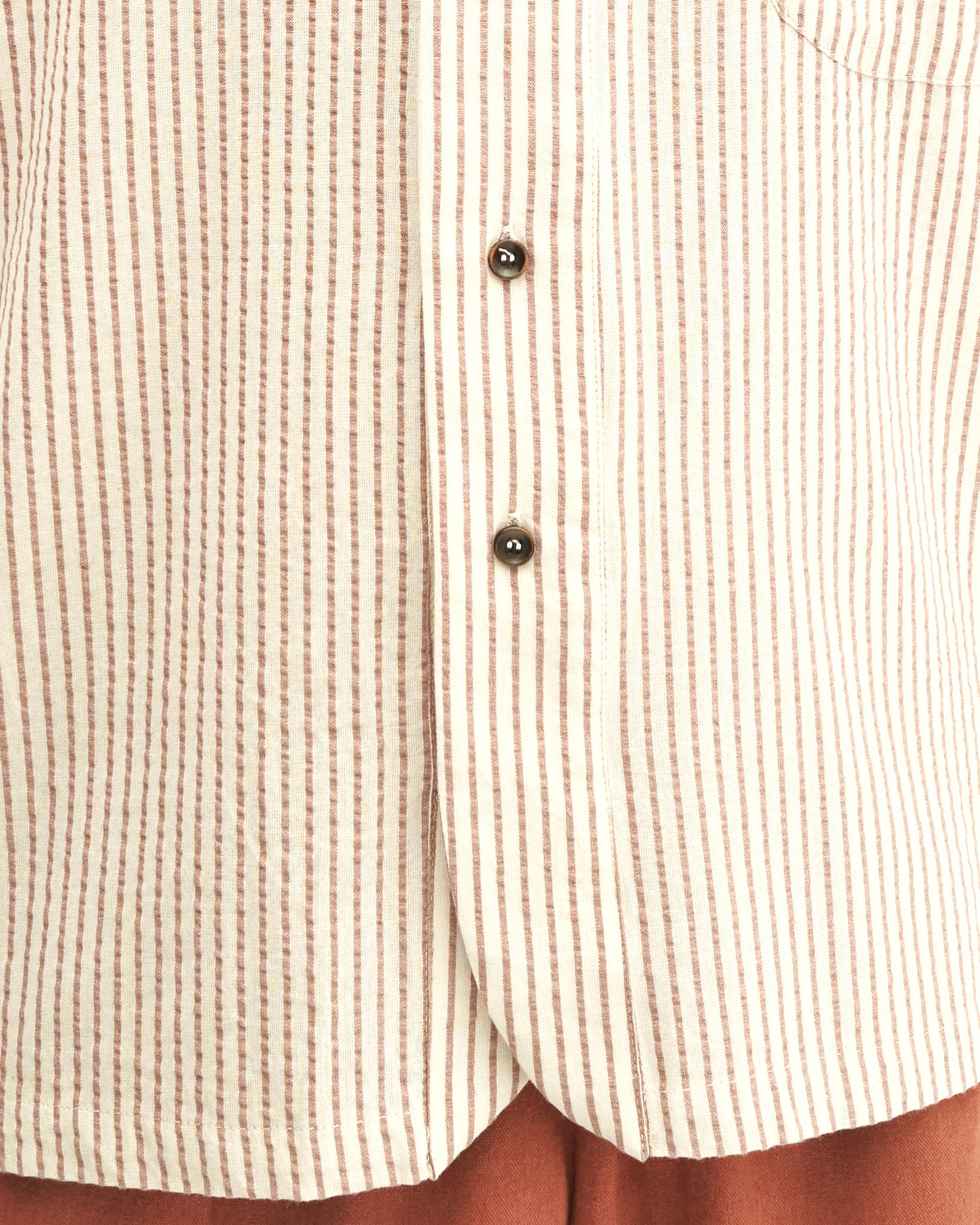 Men: Galah Buttoned Shirt (Brick Stripe)