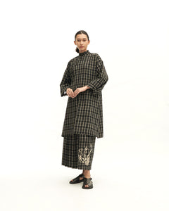 Women: Rasa Loose Kurung Top (Black Checks)