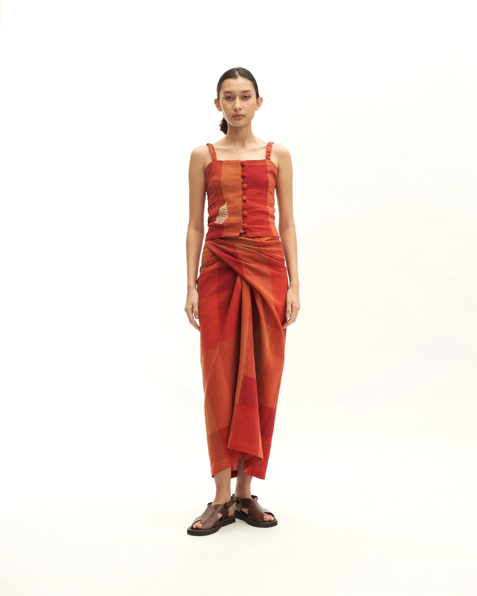 Women: Senja Smocked Top (Sunset Red)