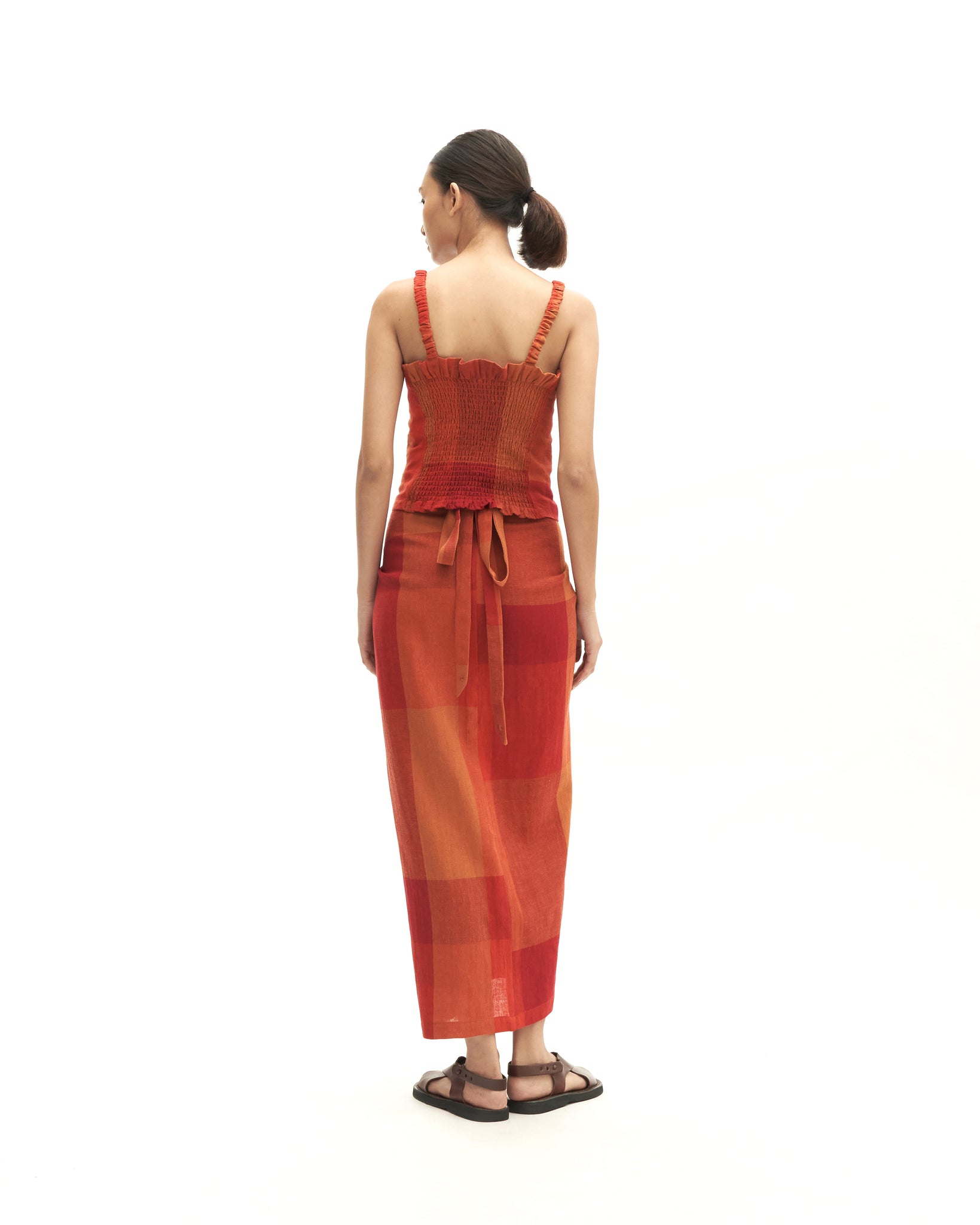 Women: Senja Smocked Top (Sunset Red)