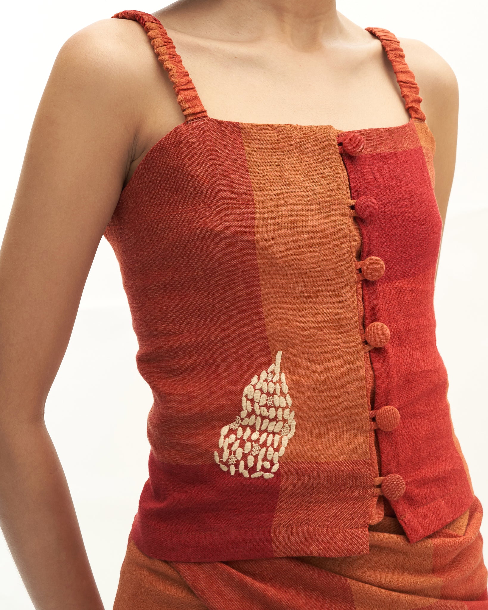 Women: Senja Smocked Top (Sunset Red)