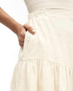 Women: Suria Gathered Skirt (White Embroidered)